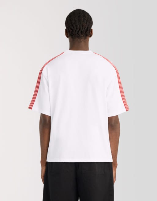 Lyle & Scott LS T-Shirt mit Streifen und Tape in Weiß, 4 von 6