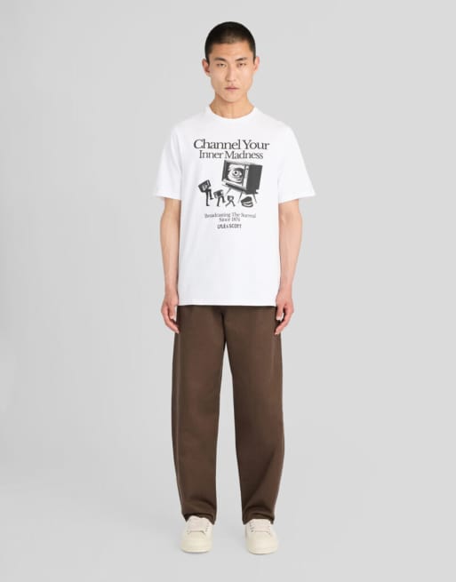 Lyle & Scott Ls T-Shirt mit TV-Kanal-Grafik in 626 Weiß, 2 von 6