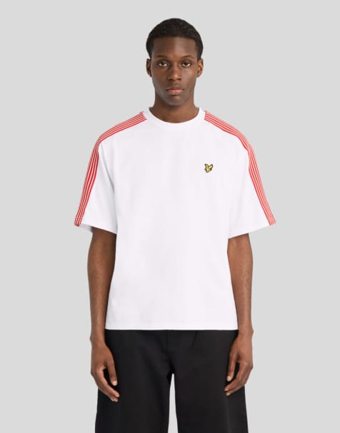 Lyle & Scott Ls t-shirt stripe taped t-shirt in 626 white - view 1