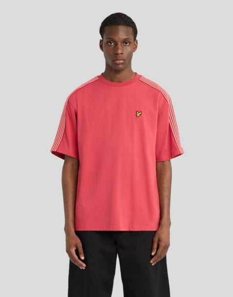 Lyle & Scott Ls t-shirt stripe taped t-shirt in y112 garnet - view 1