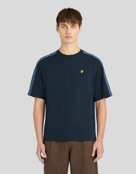 Lyle & Scott Ls t-shirt stripe taped t-shirt in z271 dark navy - view 1