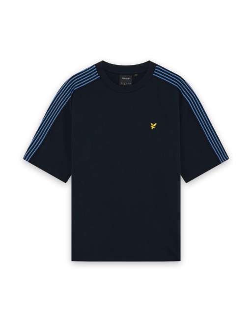 Lyle & Scott Ls t-shirt stripe taped t-shirt in z271 dark navy, 5 of 6