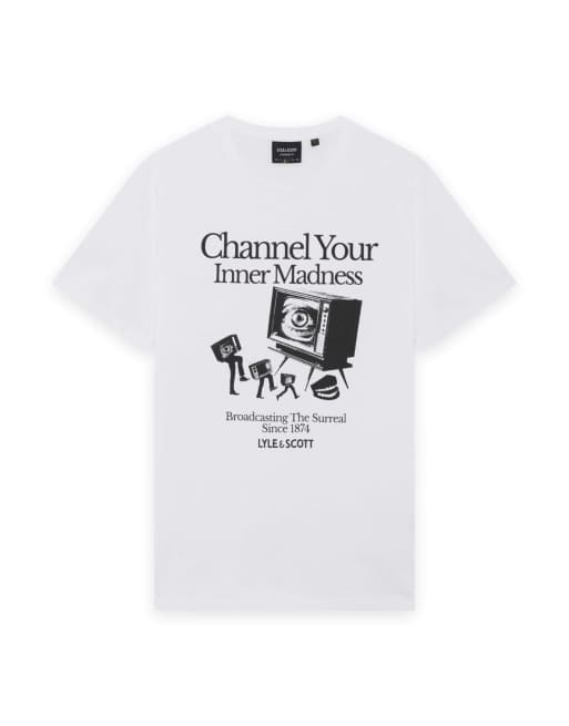 Lyle & Scott Ls t-shirt tv channel graphic t-shirt in 626 white, 5 of 6