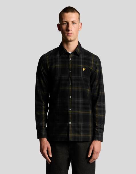 Lyle & Scott Ls  tartan corduroy shirt in  jet black  - view 1