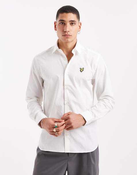 Lyle & Scott Ls woven shirts bamboo long sleeve shirt in x157 chalk - view 1