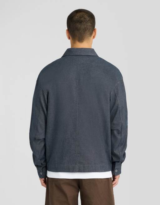 Lyle & Scott Ls woven shirts brushed cotton overshirt in z271 dark navy, 4 of 5
