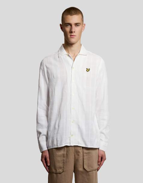 Lyle & Scott Ls woven shirts check long sleeve revere collar shirt in 626 white - view 1