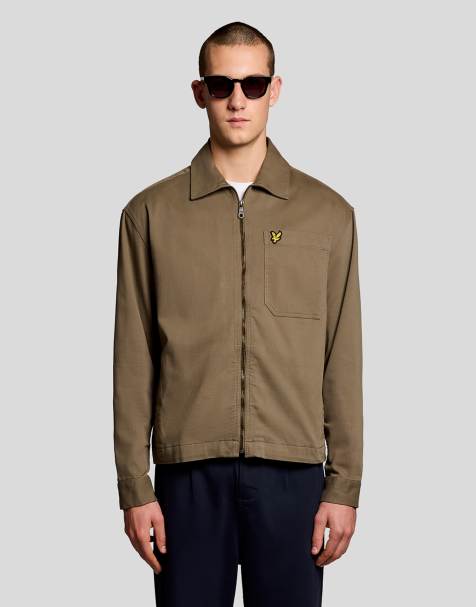 Lyle & Scott Ls woven shirts enzyme wash zip through overshirt in x569 khaki ash - view 1