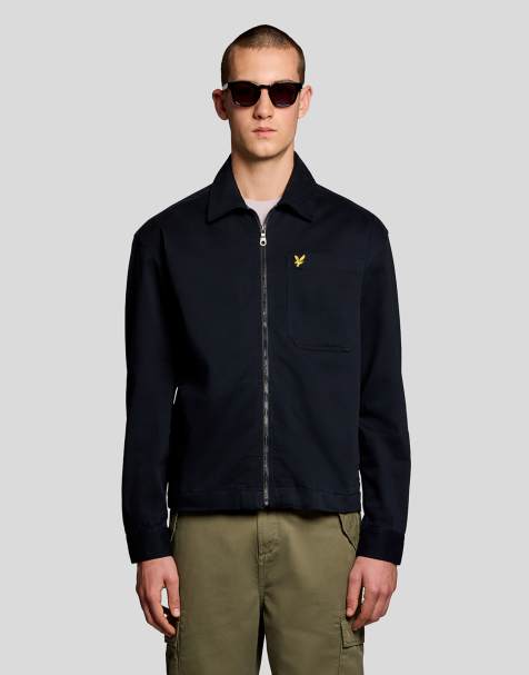 Lyle & Scott Ls woven shirts enzyme wash zip through overshirt in z271 dark navy - view 1