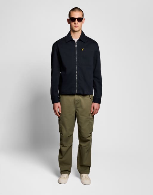 Lyle & Scott Ls woven shirts enzyme wash zip through overshirt in z271 dark navy, 2 of 6
