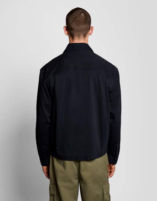 Lyle & Scott Ls woven shirts enzyme wash zip through overshirt in z271 dark navy, 4 of 6