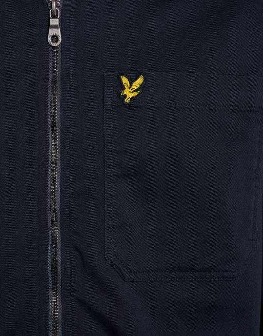 Lyle & Scott Ls woven shirts enzyme wash zip through overshirt in z271 dark navy, 6 of 6