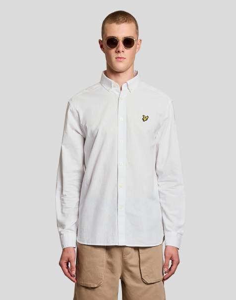 Lyle & Scott Ls woven shirts linen blend oxford shirt in 626 white - view 1