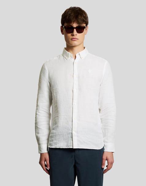 Lyle & Scott Ls woven shirts long sleeve linen shirt in 626 white - view 1