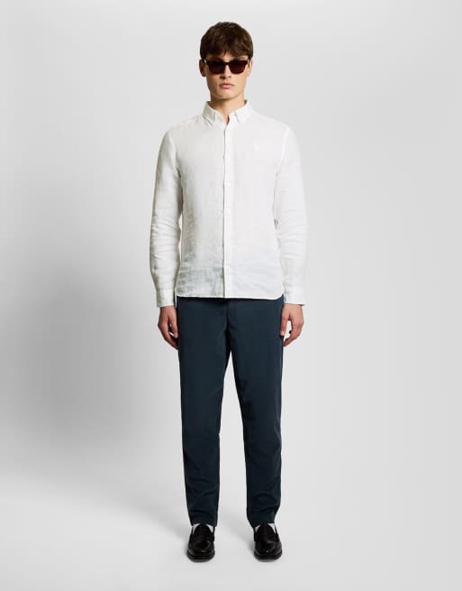 Lyle & Scott Ls woven shirts long sleeve linen shirt in 626 white, 2 of 6
