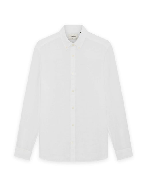 Lyle & Scott Ls woven shirts long sleeve linen shirt in 626 white, 5 of 6