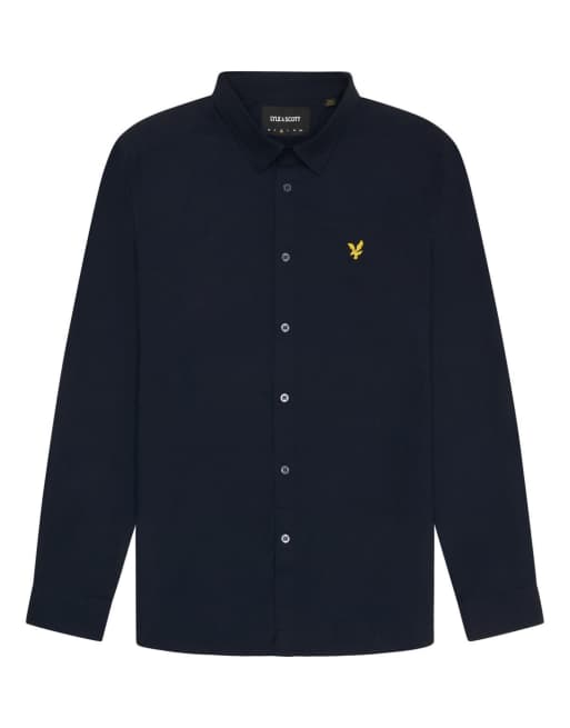 Lyle & Scott Ls woven shirts long sleeve poplin shirt in z271 dark navy, 5 of 5