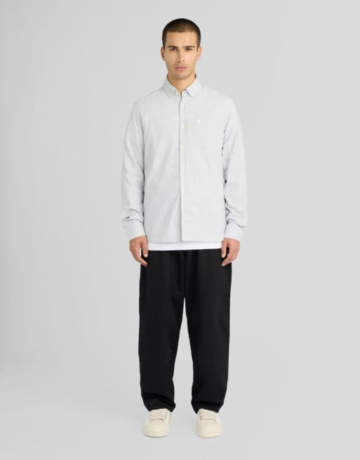 Lyle & Scott Ls woven shirts micro-houndstooth shirt in y333 mid grey melange, 2 of 6