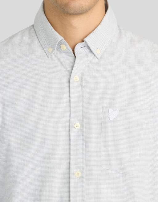 Lyle & Scott Ls woven shirts micro-houndstooth shirt in y333 mid grey melange, 3 of 6