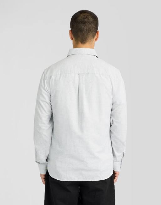 Lyle & Scott Ls woven shirts micro-houndstooth shirt in y333 mid grey melange, 4 of 6