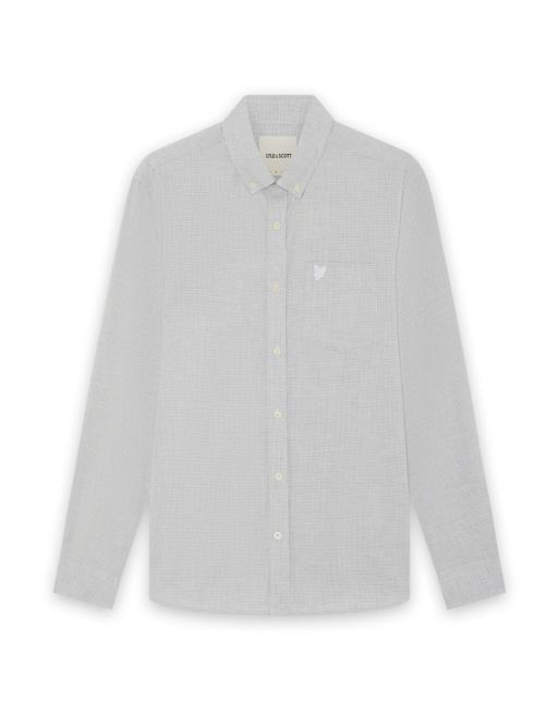 Lyle & Scott Ls woven shirts micro-houndstooth shirt in y333 mid grey melange, 5 of 6