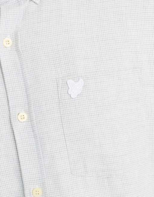 Lyle & Scott Ls woven shirts micro-houndstooth shirt in y333 mid grey melange, 6 of 6