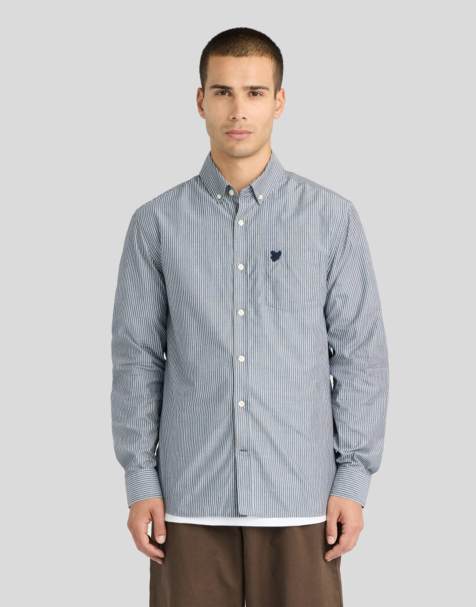 Lyle & Scott Ls woven shirts pinstripe shirt in z271 dark navy - view 1