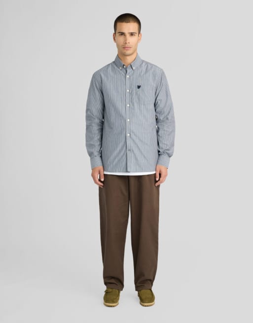 Lyle & Scott Ls woven shirts pinstripe shirt in z271 dark navy, 2 of 6