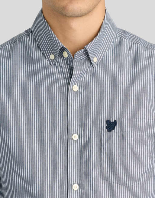Lyle & Scott Ls woven shirts pinstripe shirt in z271 dark navy, 3 of 6