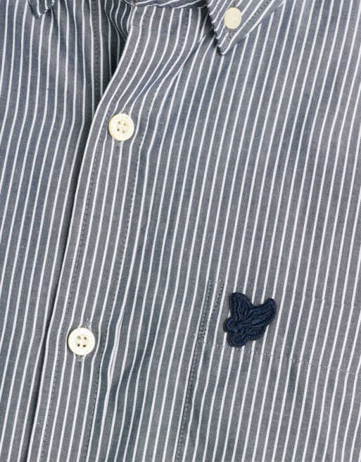 Lyle & Scott Ls woven shirts pinstripe shirt in z271 dark navy, 6 of 6