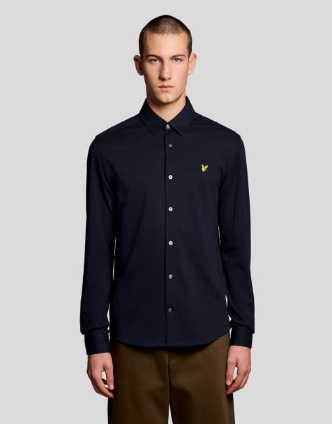 Lyle & Scott Ls woven shirts pique jersey shirt in z271 dark navy