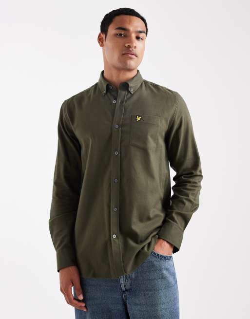 Lyle & Scott Ls woven shirts plain flannel shirt in x848 deep depths
