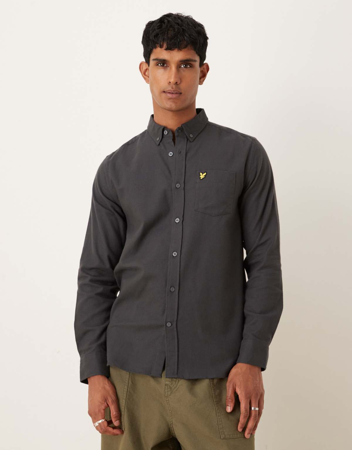 Lyle & Scott Ls woven shirts plain flannel shirt in x878 shadow