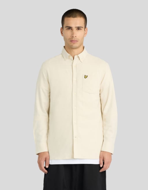 Lyle & Scott Ls woven shirts plain flannel shirt in y115 whitecap grey, 2 of 7