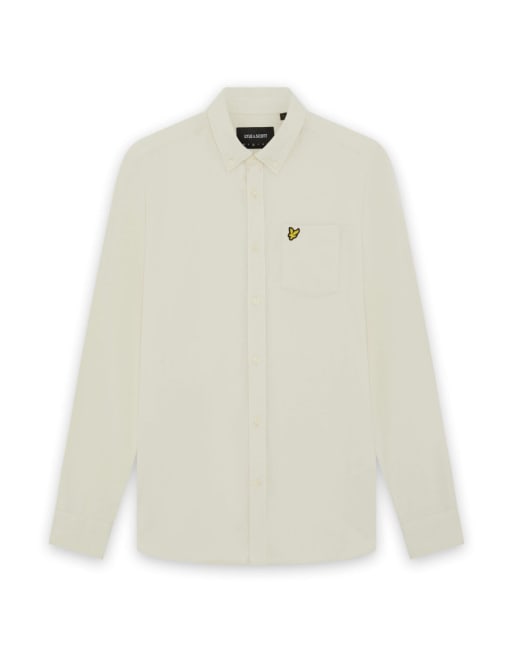 Lyle & Scott Ls woven shirts plain flannel shirt in y115 whitecap grey, 6 of 7