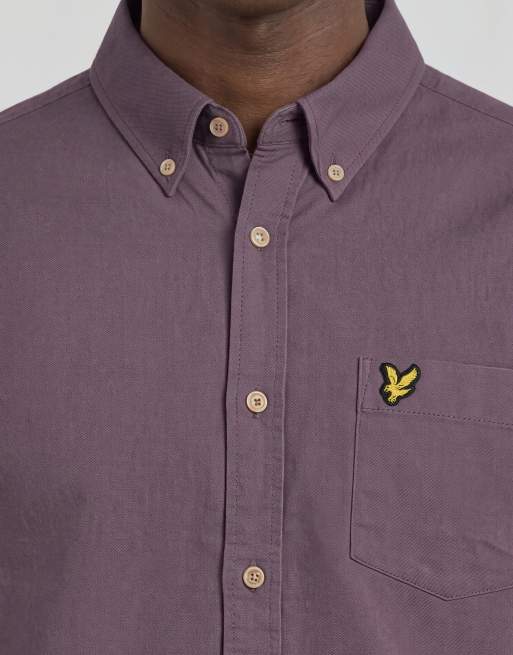 Lyle & Scott Ls woven shirts plain oxford shirt in y300 haze purple, 4 of 5