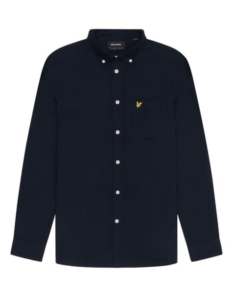 Lyle & Scott Ls woven shirts plain oxford shirt in z271 dark navy - view 1
