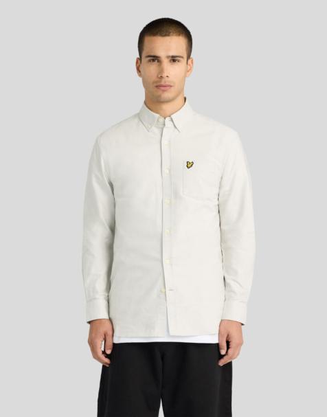 Lyle & Scott Ls woven shirts plain oxford shirt in z804 glacier grey - view 1