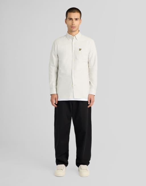 Lyle & Scott Ls woven shirts plain oxford shirt in z804 glacier grey, 2 of 6