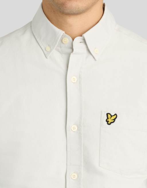 Lyle & Scott Ls woven shirts plain oxford shirt in z804 glacier grey, 3 of 6