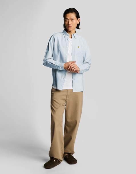 Lyle & Scott Ls woven shirts stripe oxford shirt in w490 light blue/ white - view 1