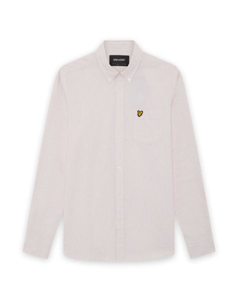 Lyle & Scott Ls woven shirts stripe oxford shirt in y152 pink grapefruit/ white