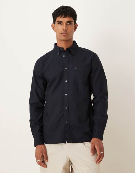 Lyle & Scott Ls woven shirts tonal eagle plain oxford shirt in z271 dark navy - view 1