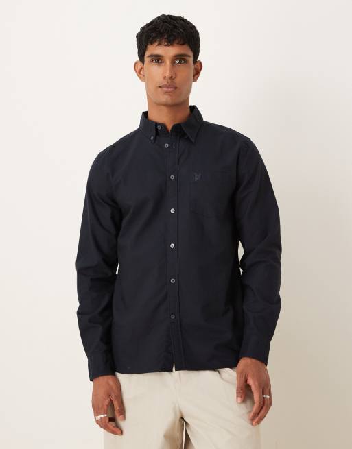 Lyle & Scott Ls woven shirts tonal eagle plain oxford shirt in z271 dark navy