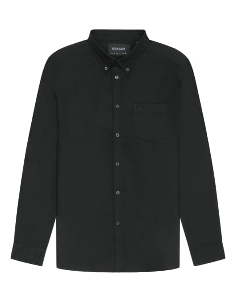 Lyle & Scott Ls woven shirts tonal eagle plain oxford shirt in z865 jet black - view 1