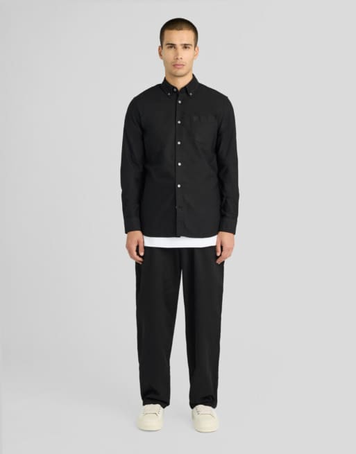 Lyle & Scott Ls woven shirts tonal eagle plain oxford shirt in z865 jet black, 3 of 7