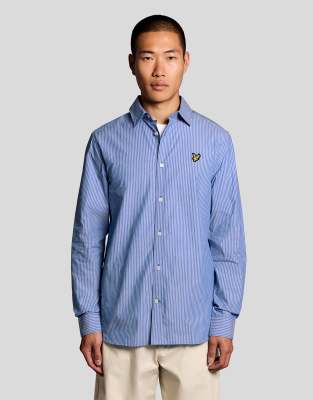 Lyle & Scott Men's Blue Ls Woven Shirts Twin Stripe Shirt In Y154 Lucid / White