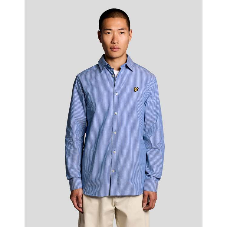 Lyle & Scott Ls woven shirts twin stripe shirt in y154 lucid blue