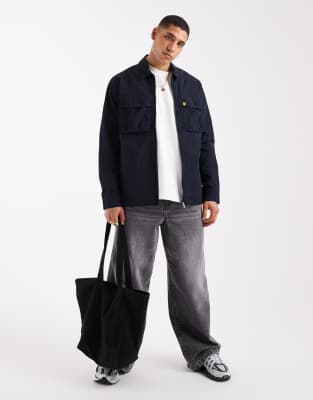 Lyle & Scott Ls woven shirts ventilated overshirt in z271 dark navy - view 1