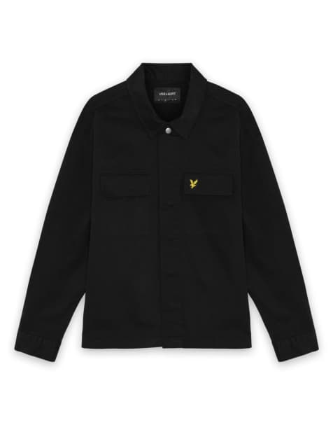 Lyle & Scott Ls woven shirts washed overshirt in z865 jet black - view 1